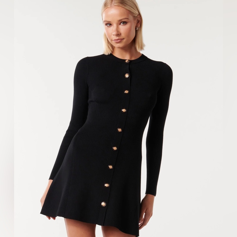 NWT Evernew Jolie Button Through Mini Knit Dress